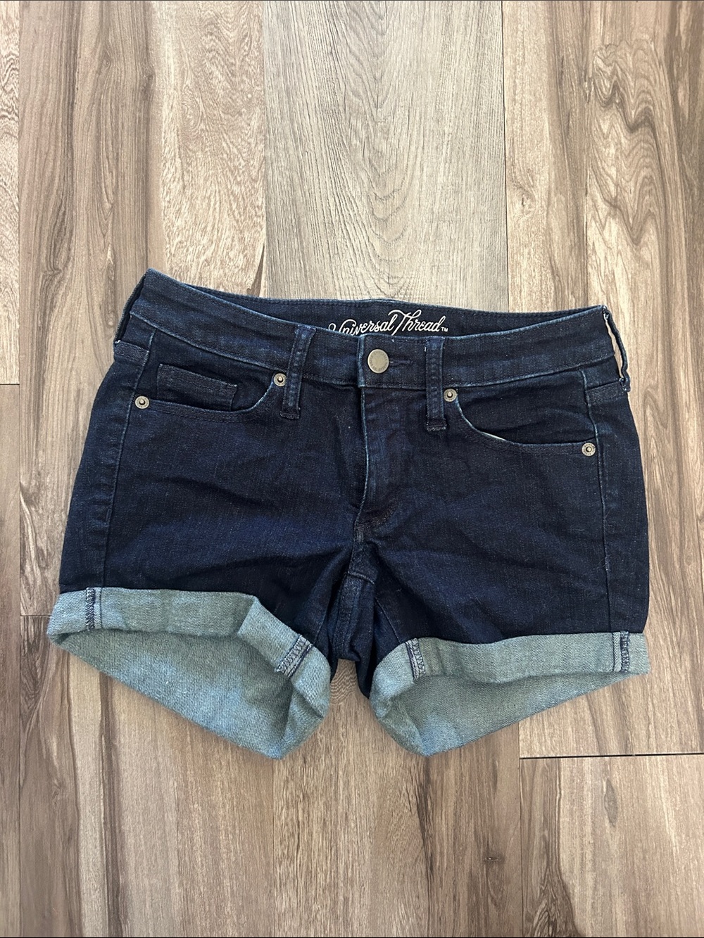 Universal Thread Dark Indigo Cuffed Denim Shorts - Women's